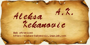 Aleksa Kekanović vizit kartica